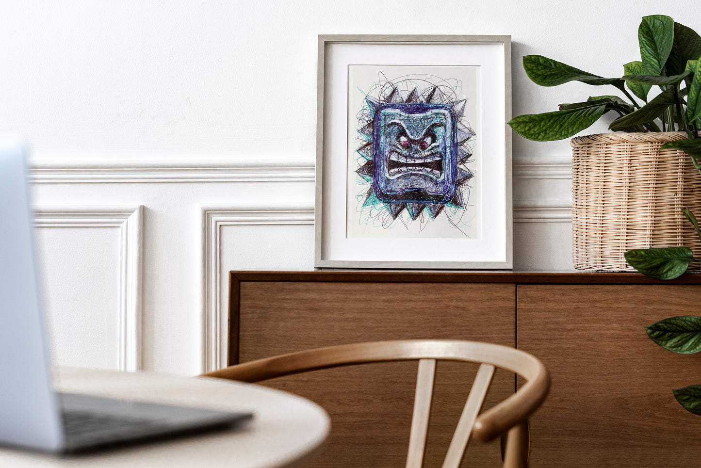 Thwomp Ballpoint Pen Scribble Art Print