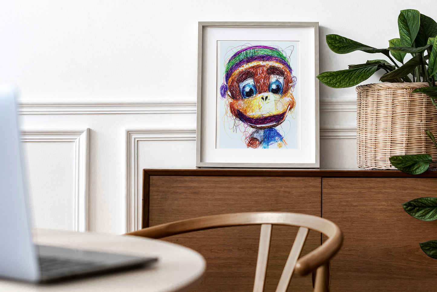 Tiny Kong Ballpoint Pen Scribble Art Print