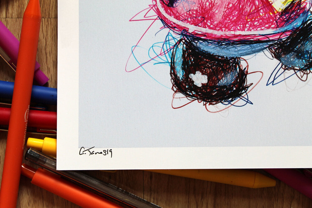 Toadette Ballpoint Pen Scribble Art Print-Cody James by Cody