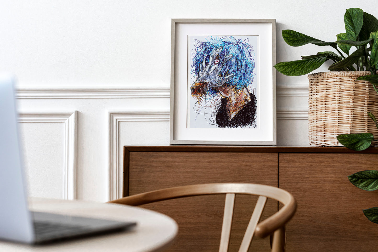 Tomura Ballpoint Pen Scribble Art Print