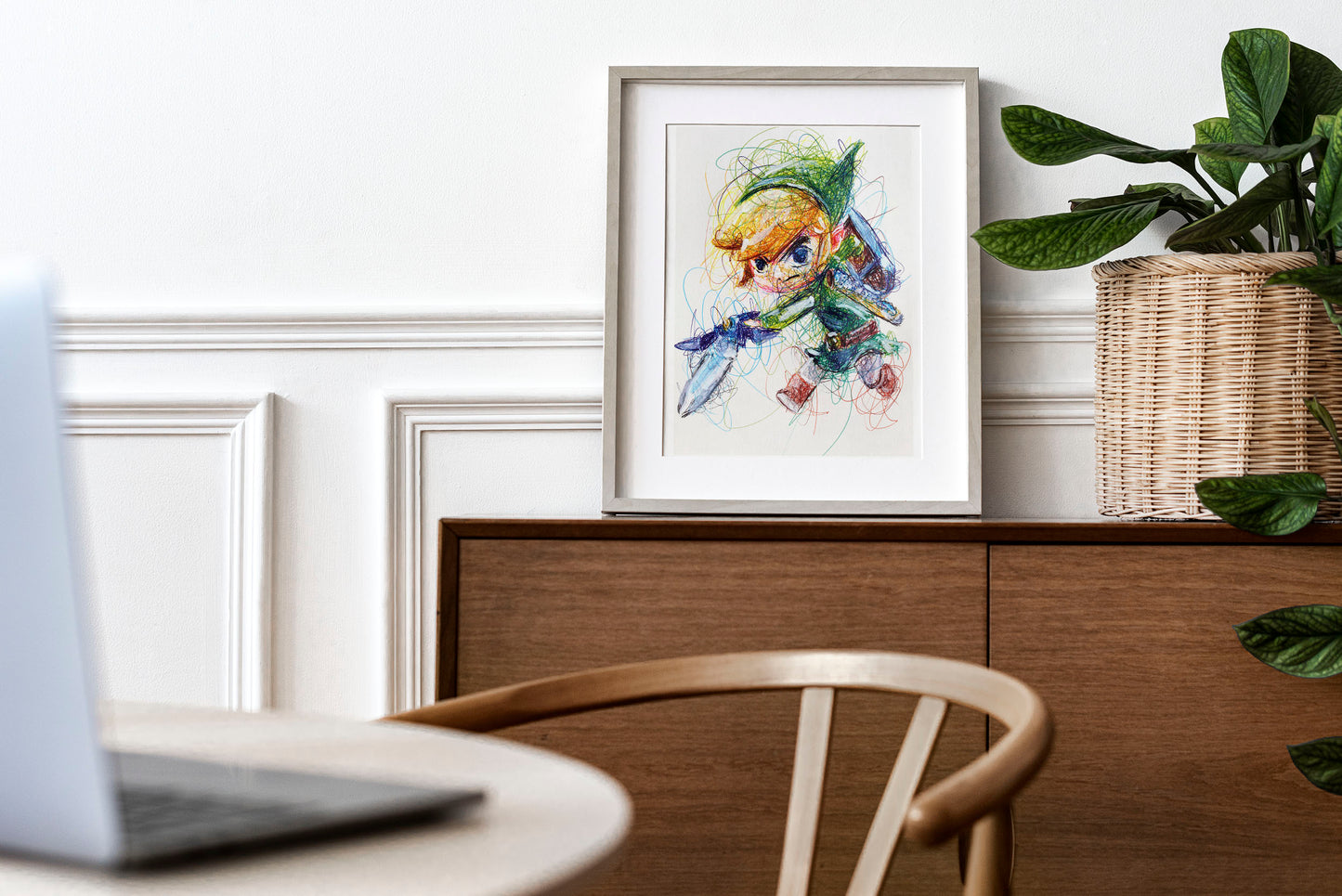 Cartoon Link Ballpoint Pen Scribble Art Print