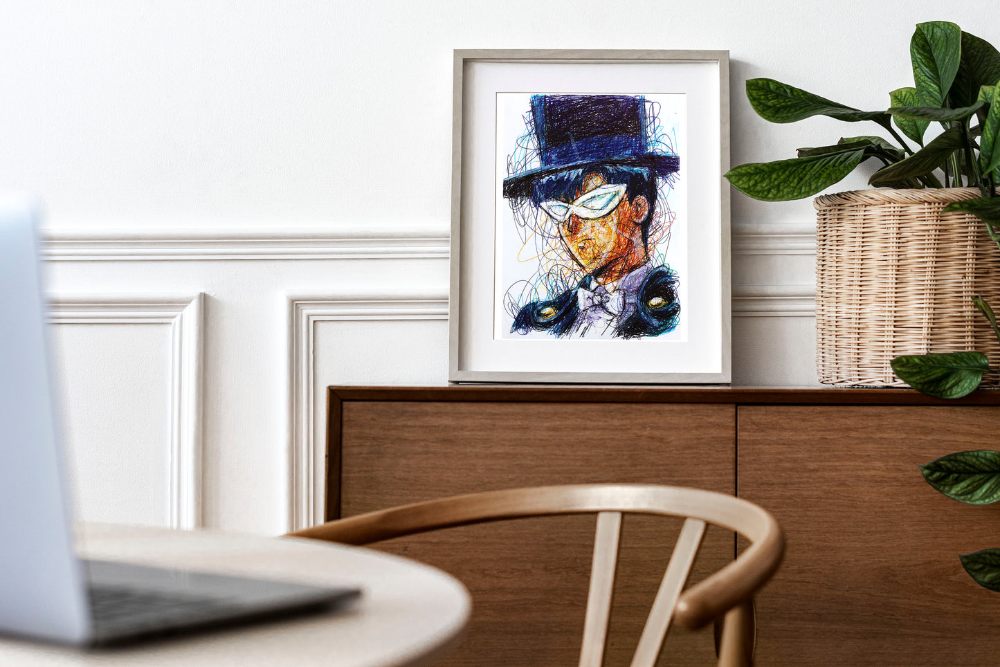 Tuxedo Mask Ballpoint Pen Scribble Art Print