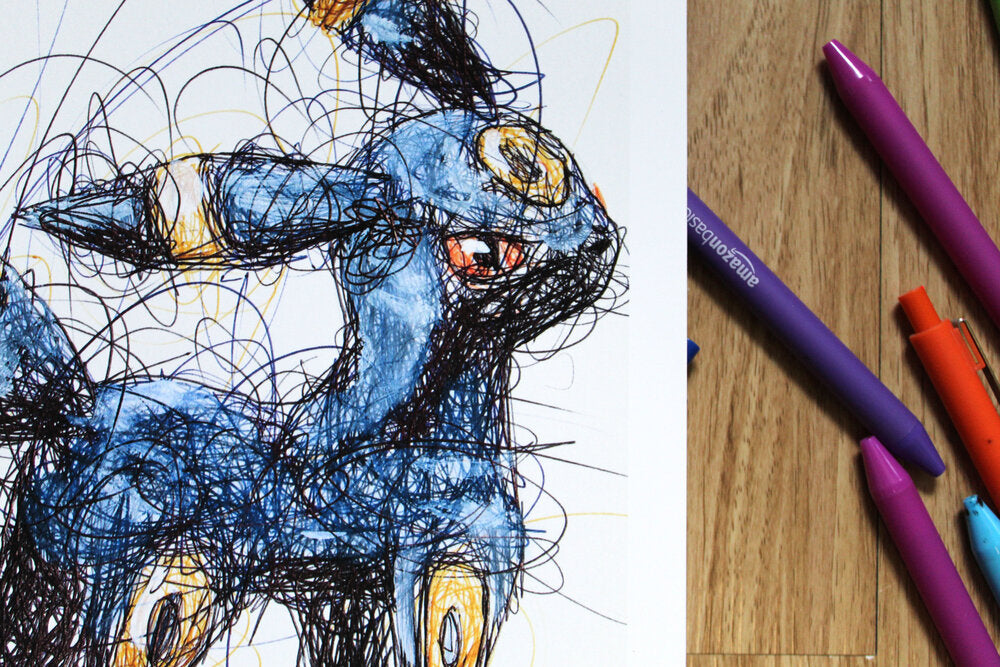 Umbreon Ballpoint Pen Scribble Art Print-Cody James by Cody