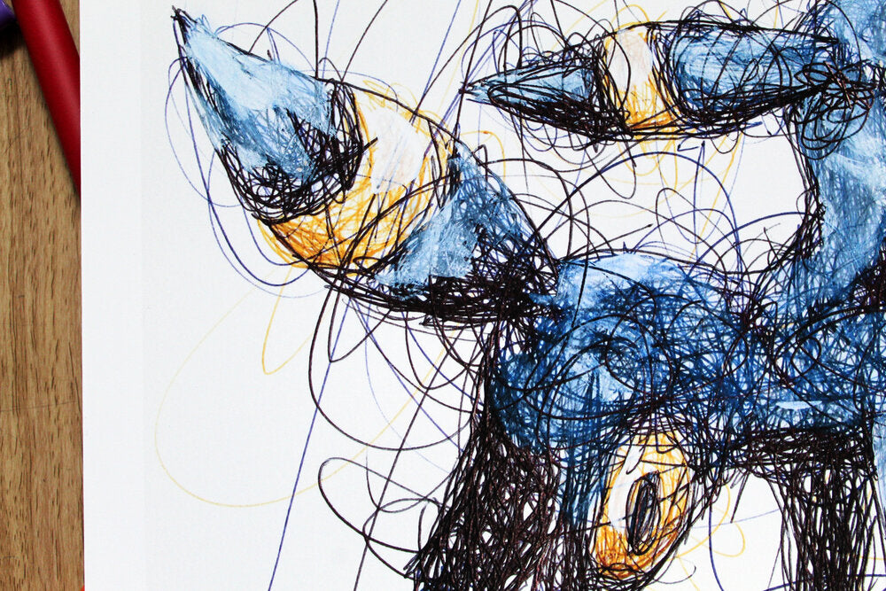 Umbreon Ballpoint Pen Scribble Art Print-Cody James by Cody