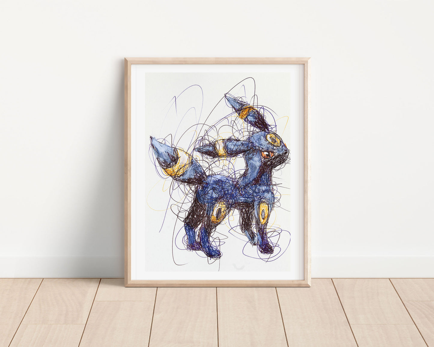 Umbreon Ballpoint Pen Scribble Art Print