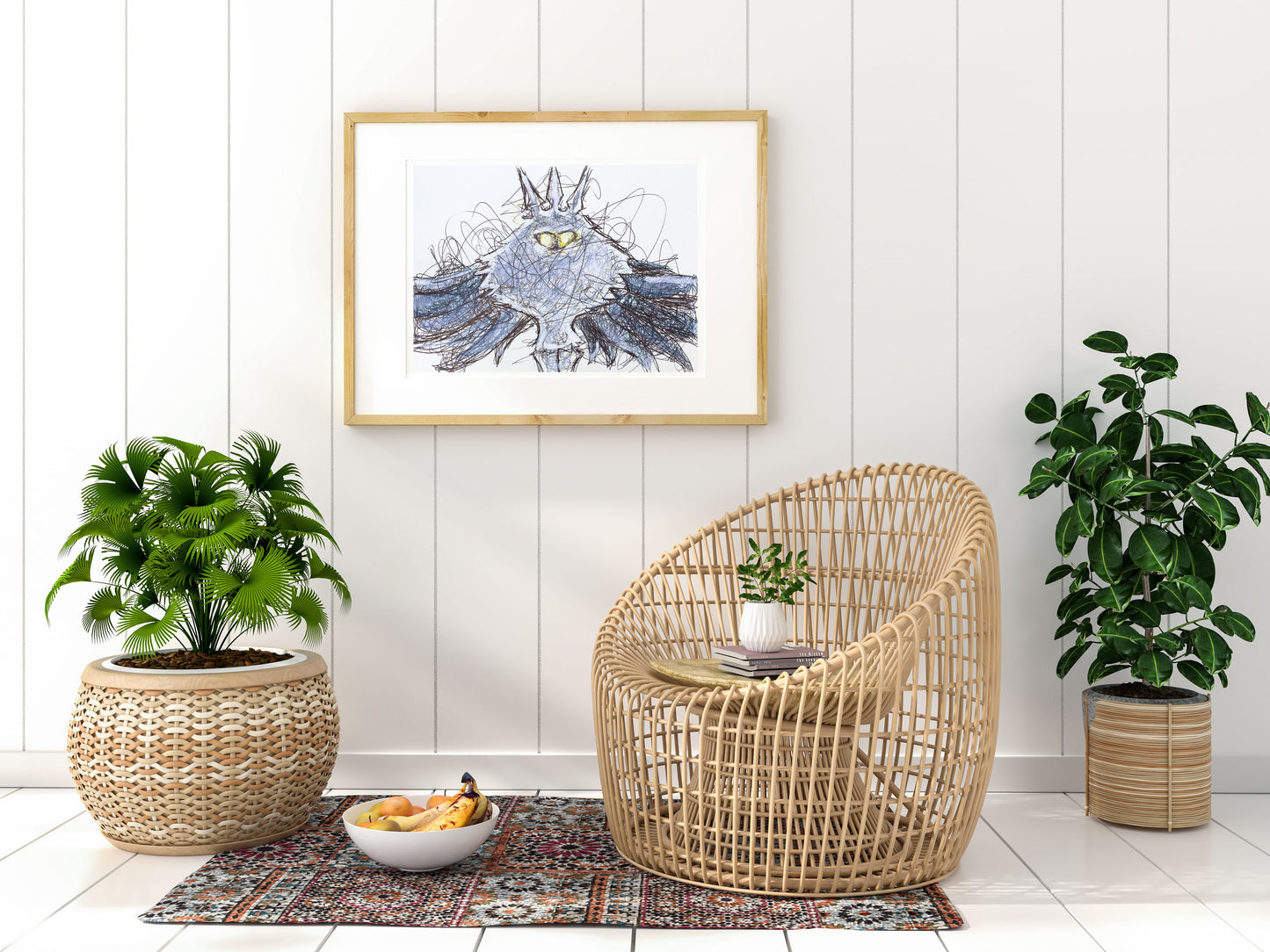 Unnamed Moth Ballpoint Pen Scribble Art Print