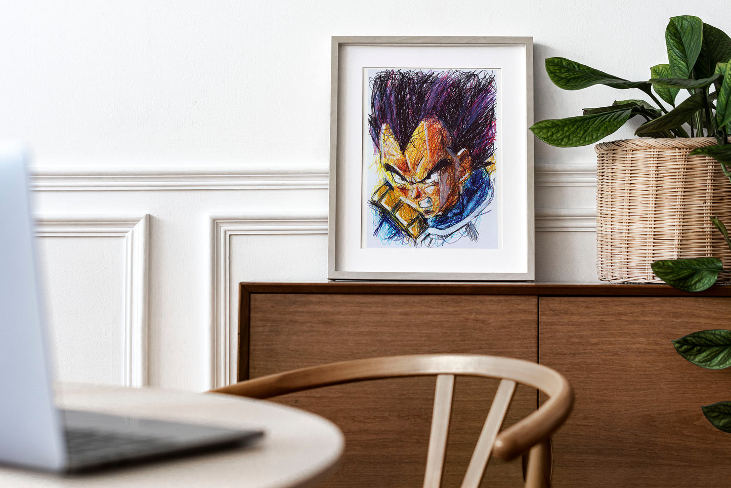 Vegeta Ballpoint Pen Scribble Art Print