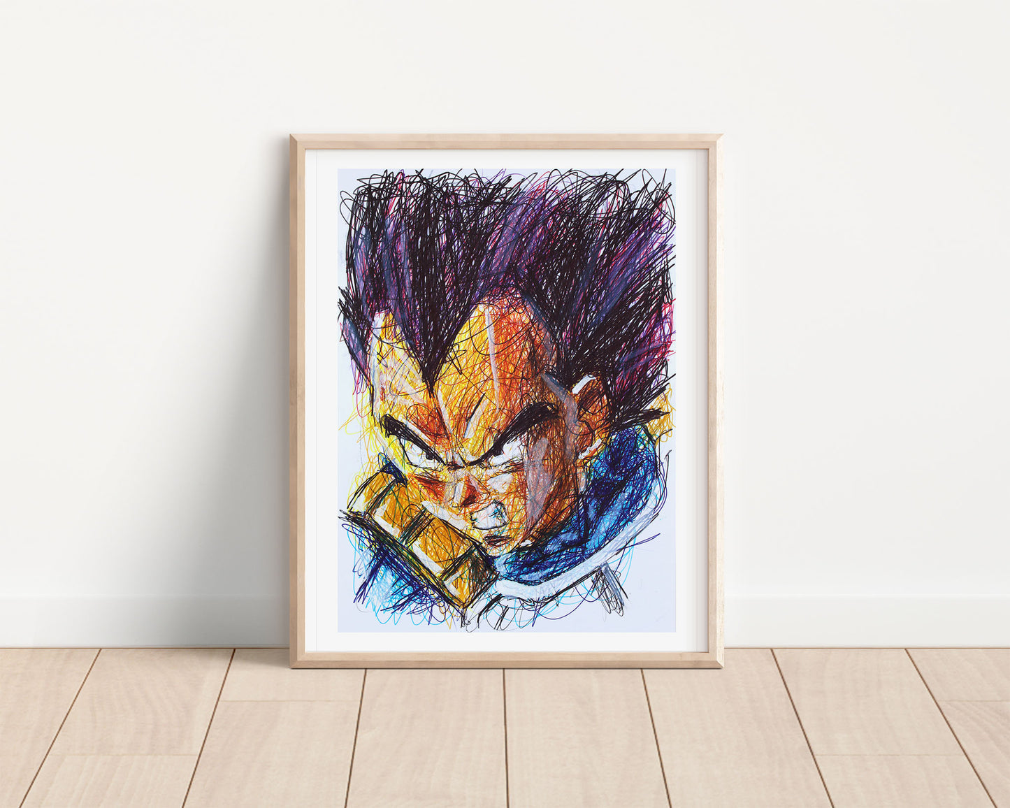 Vegeta Ballpoint Pen Scribble Art Print