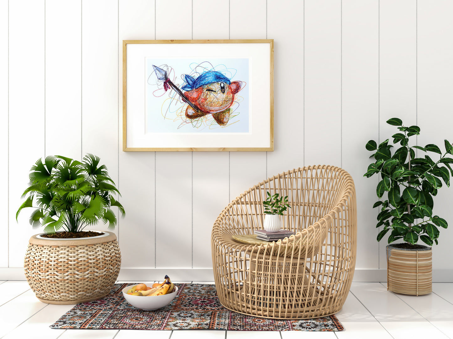 Waddle Dee Ballpoint Pen Scribble Art Print