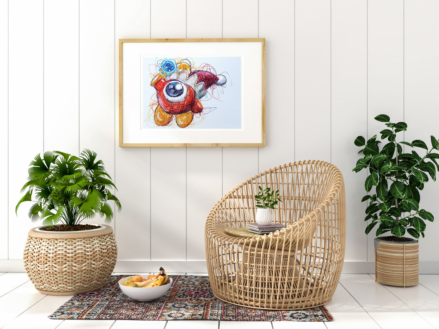 Waddle Doo Ballpoint Pen Scribble Art Print