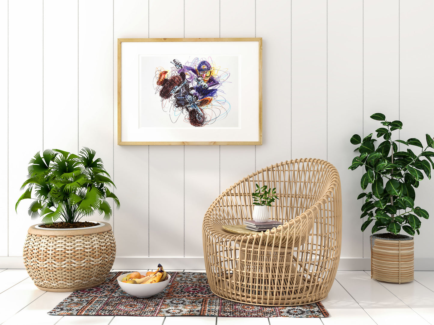 Waluigi Kart Ballpoint Pen Scribble Art Print