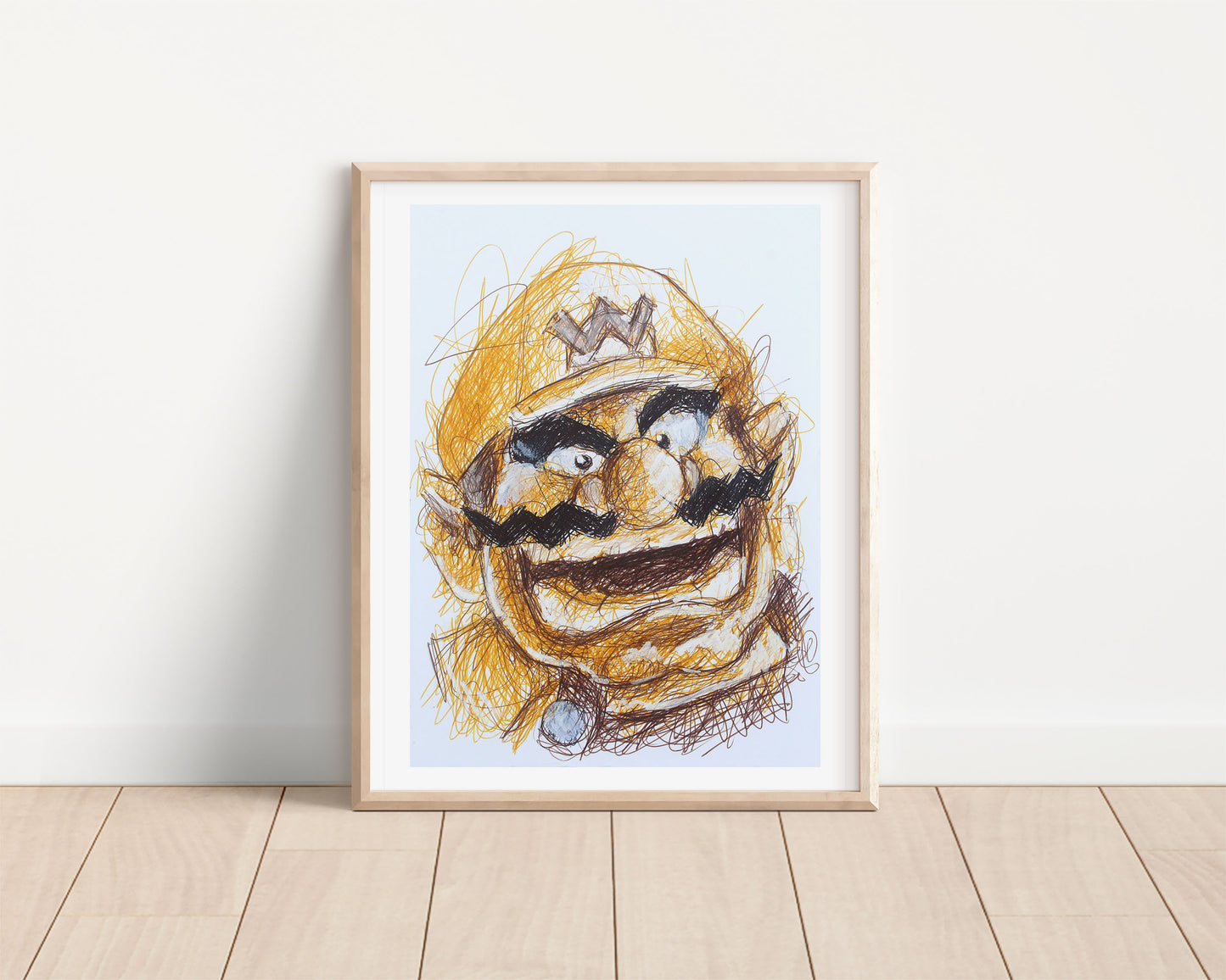 Wario Ballpoint Pen Scribble Art Print