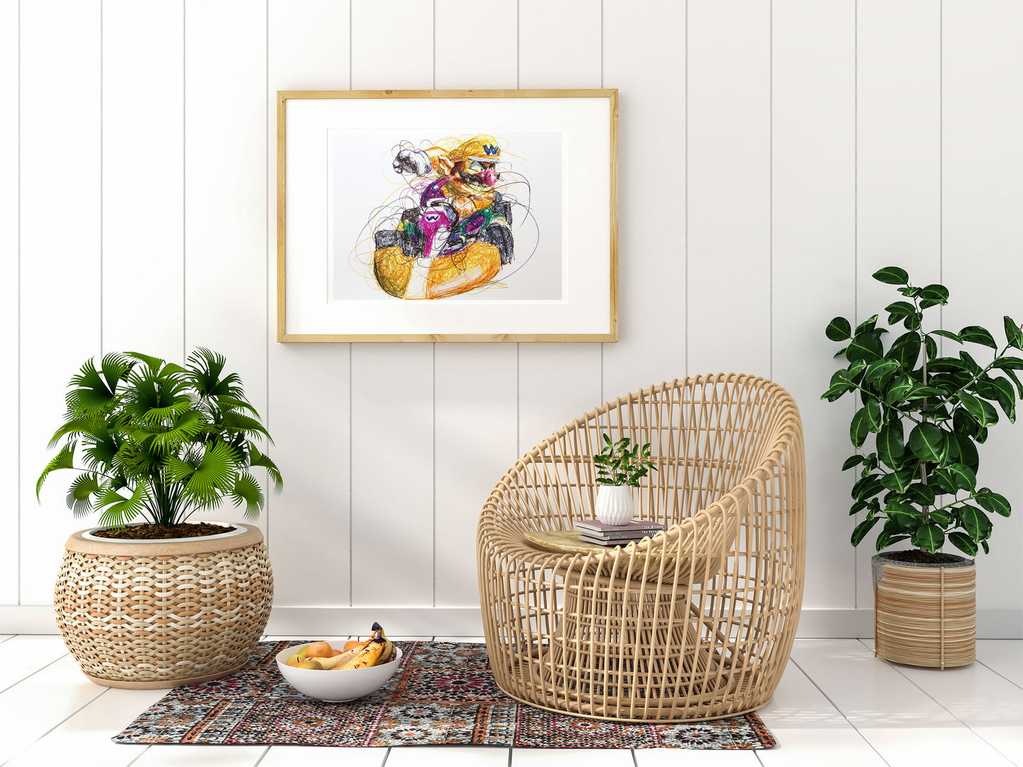 Wario Kart Ballpoint Pen Scribble Art Print