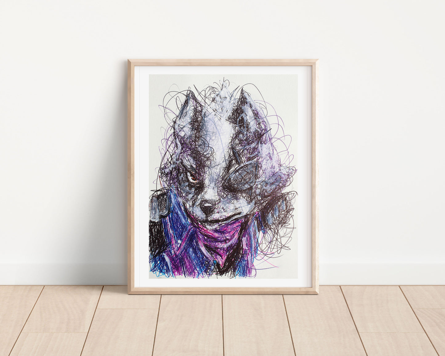 Wolf Ballpoint Pen Scribble Art Print