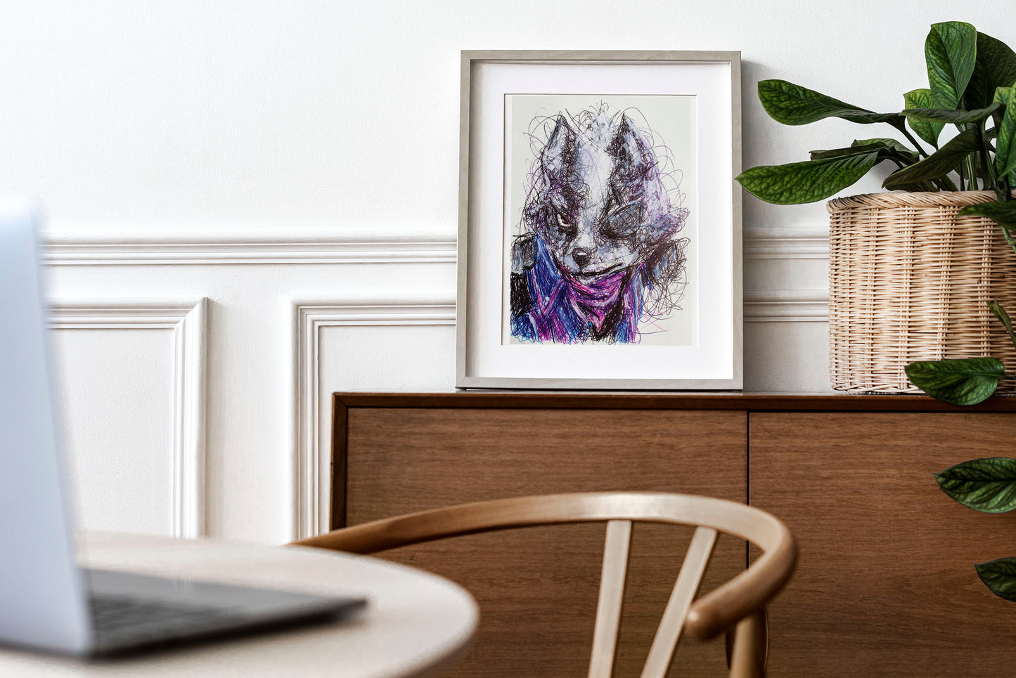 Wolf Ballpoint Pen Scribble Art Print