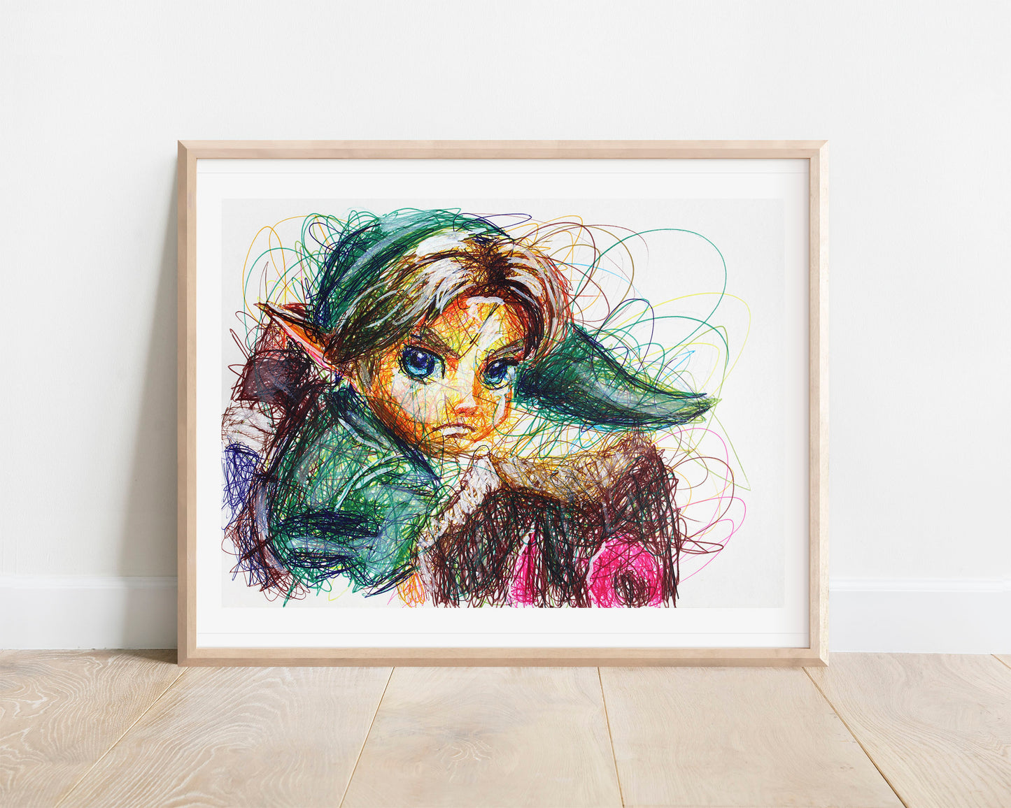 Young link Ballpoint Pen Scribble Art Print