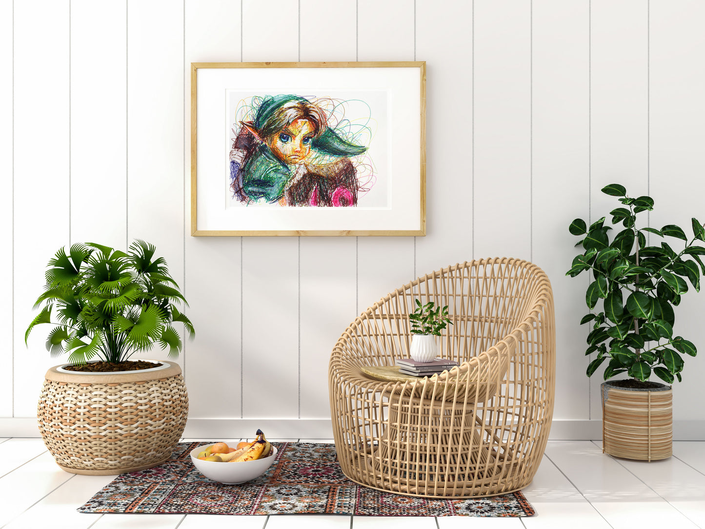 Young link Ballpoint Pen Scribble Art Print