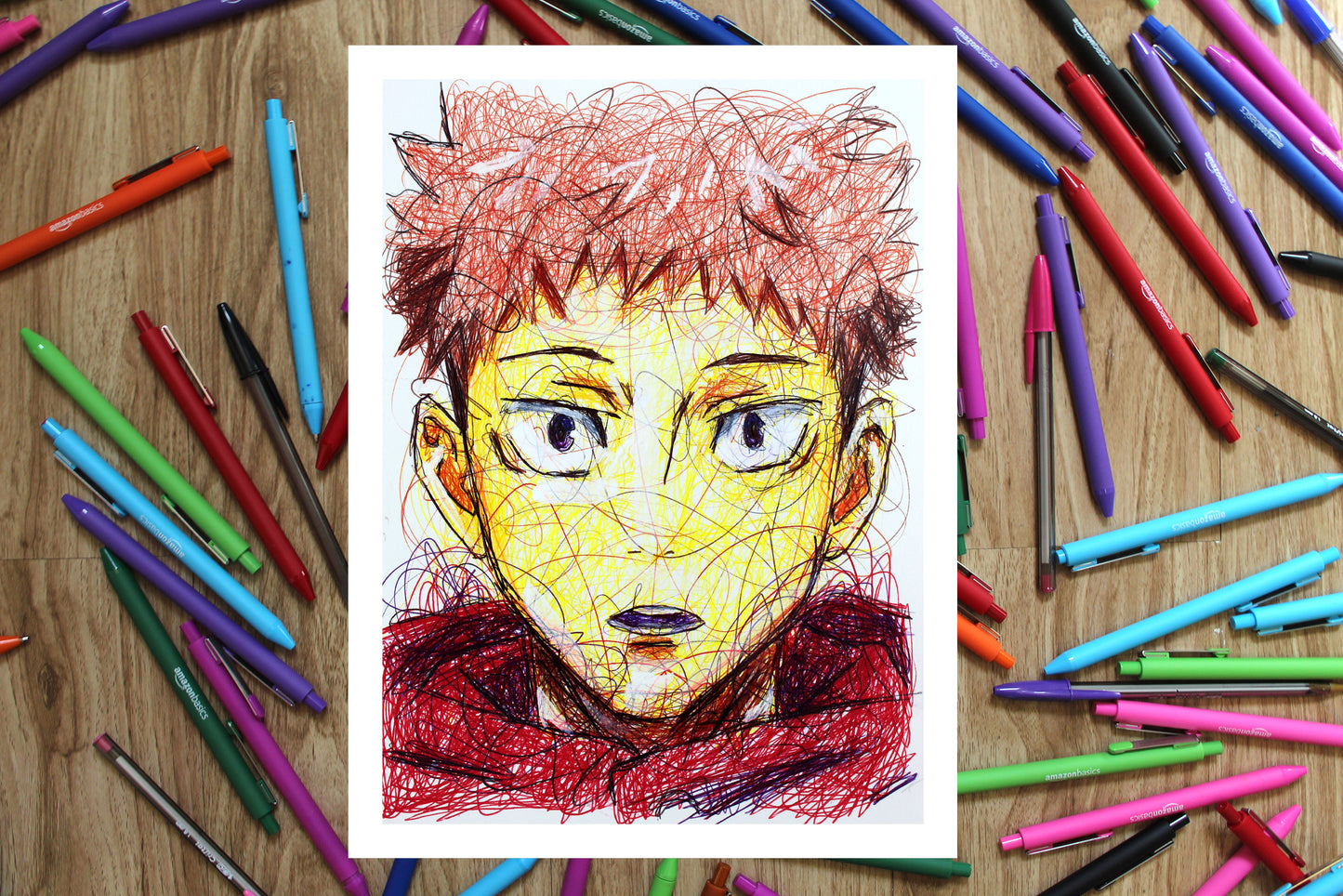 Yuji Itadori Ballpoint Pen Scribble Art Print-Cody James by Cody