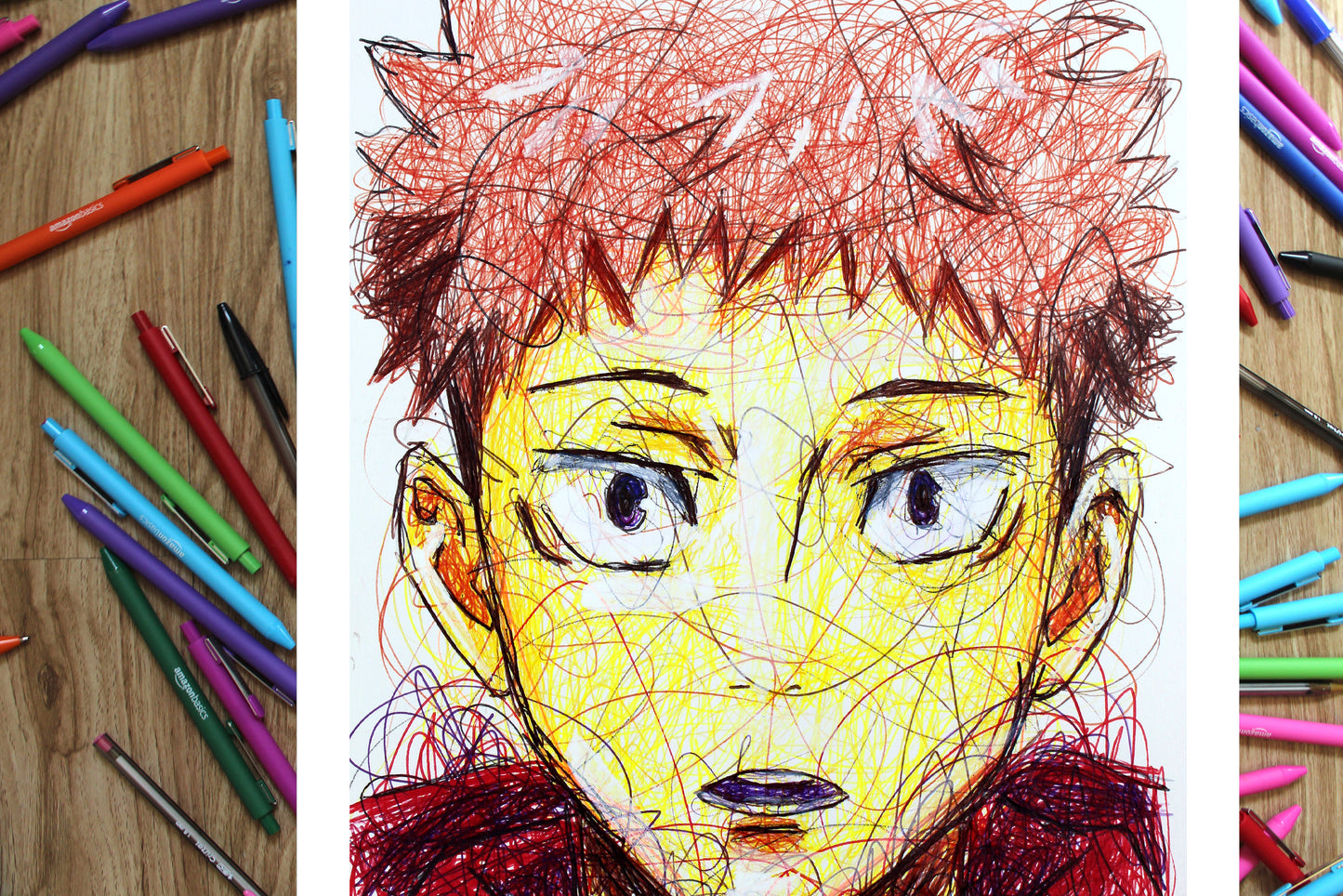 Yuji Itadori Ballpoint Pen Scribble Art Print-Cody James by Cody
