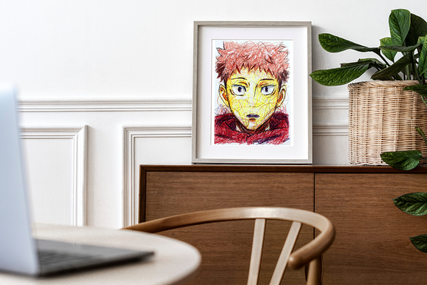 Yuji Itadori Ballpoint Pen Scribble Art Print