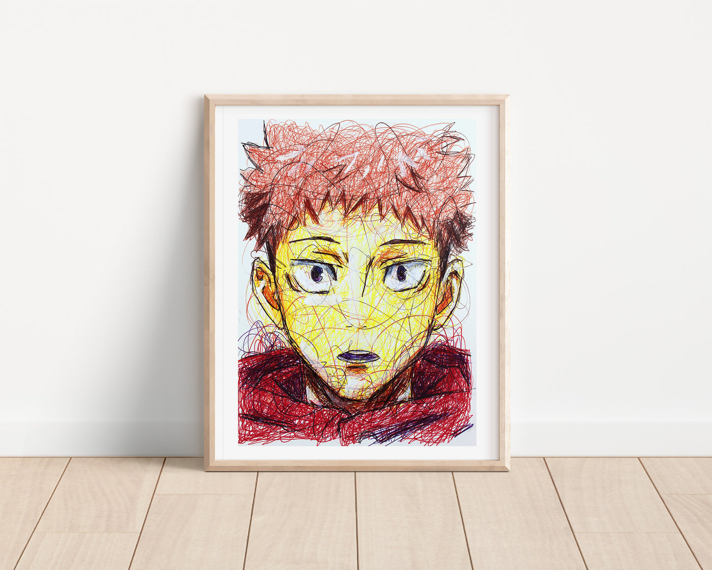 Yuji Itadori Ballpoint Pen Scribble Art Print
