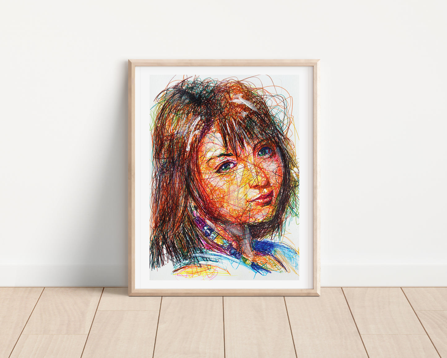Yuna Ballpoint Pen Scribble Art Print