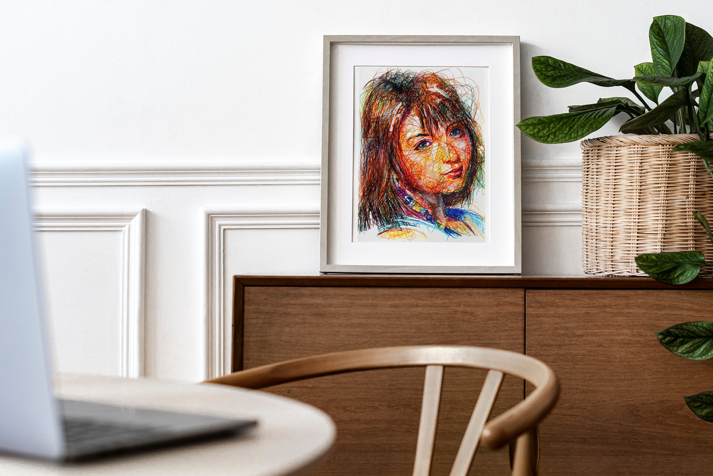 Yuna Ballpoint Pen Scribble Art Print
