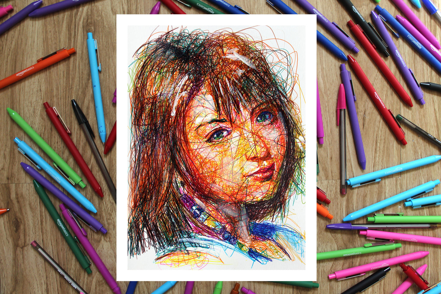 Yuna Ballpoint Pen Scribble Art Print