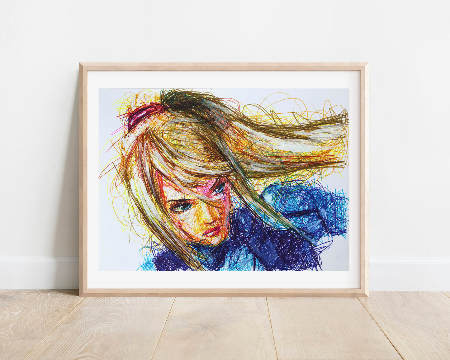 Zero Suit Samus Ballpoint Pen Scribble Art Print