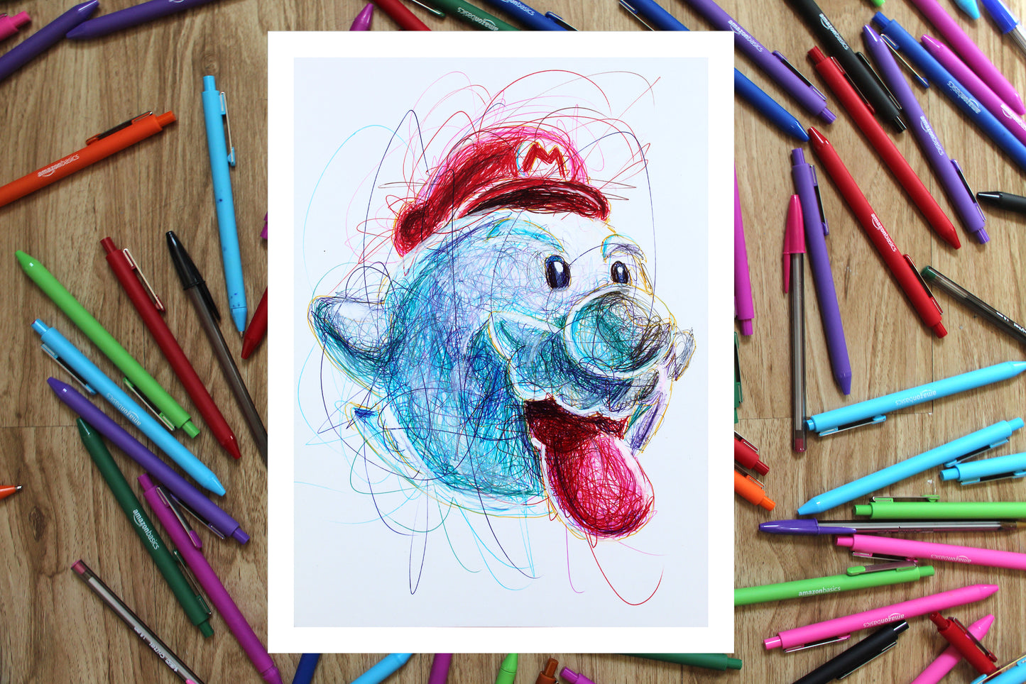 Mario Boo Ballpoint Pen Art Print