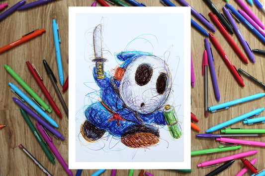 Shy Guy Ninja Ballpoint Pen Print