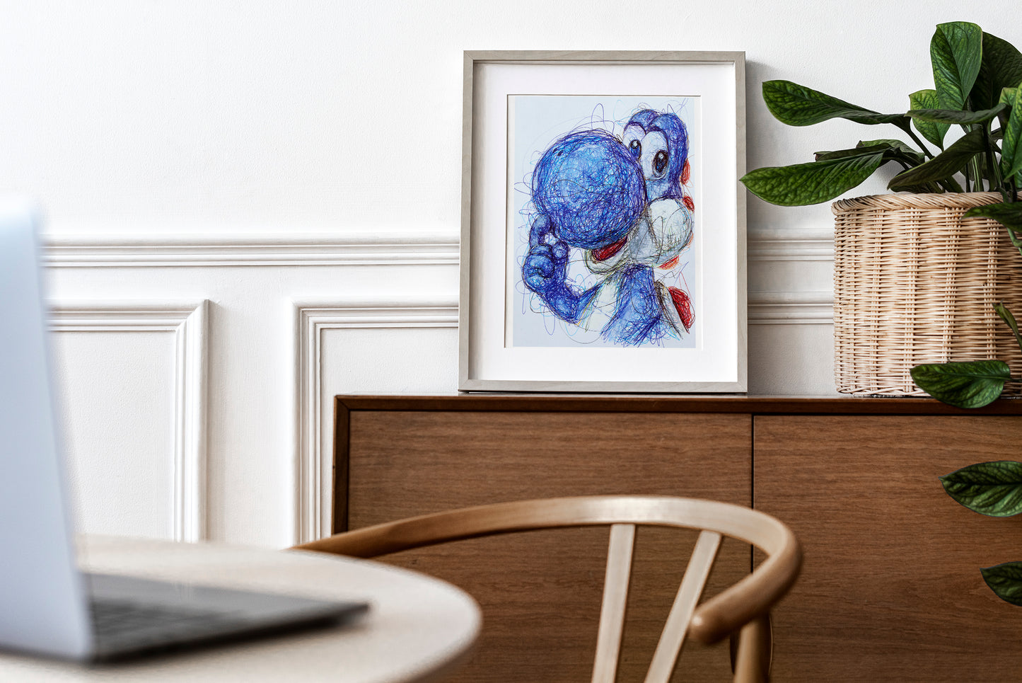 Blue Yoshi Ballpoint Pen Print