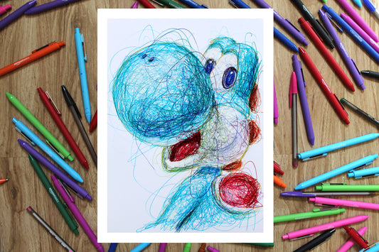 Light Blue Yoshi Ballpoint Pen Print