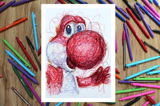 Red Yoshi Ballpoint Pen Print