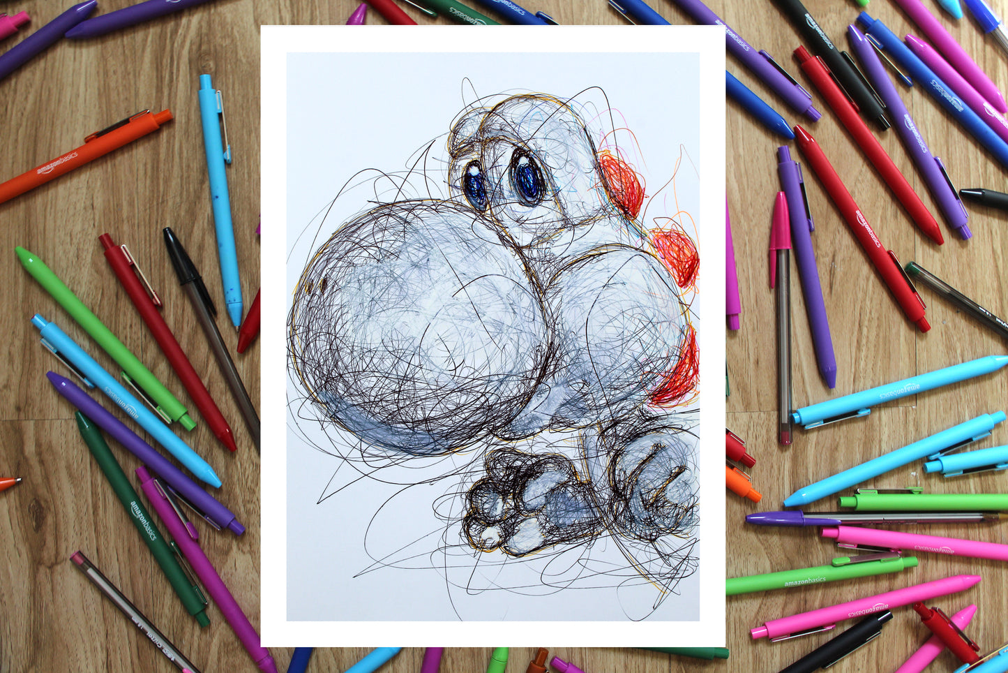 White Yoshi Ballpoint Pen Print