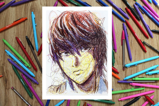 Light Ballpoint Pen Scribble Art Print-Cody James by Cody