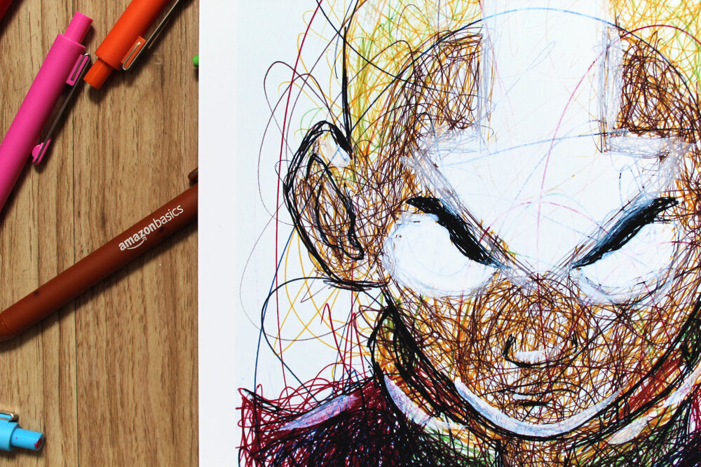 Aang Ballpoint Pen Scribble Art Print-Cody James by Cody