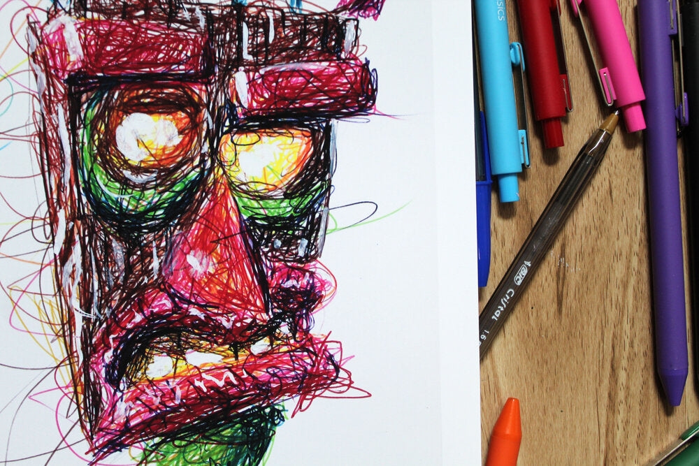 Aku Aku Ballpoint Pen Scribble Art Print-Cody James by Cody
