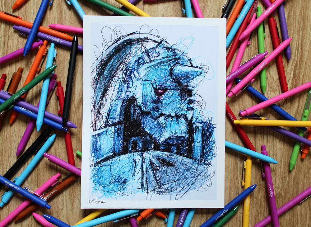 Alphonse Ballpoint Pen Scribble Art Print-Cody James by Cody