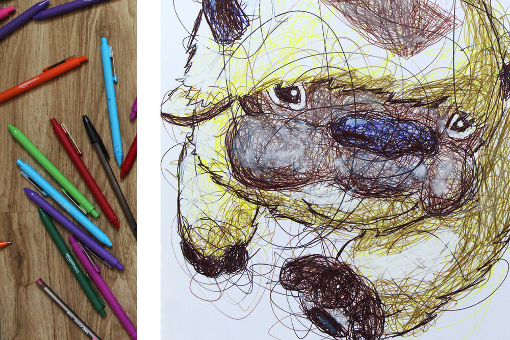 Appa Air Bison Ballpoint Pen Scribble Art Print-Cody James by Cody