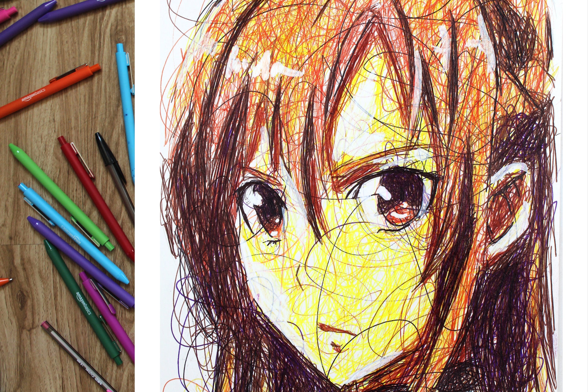 Asuna Yuuki Ballpoint Pen Scribble Art Print-Cody James by Cody