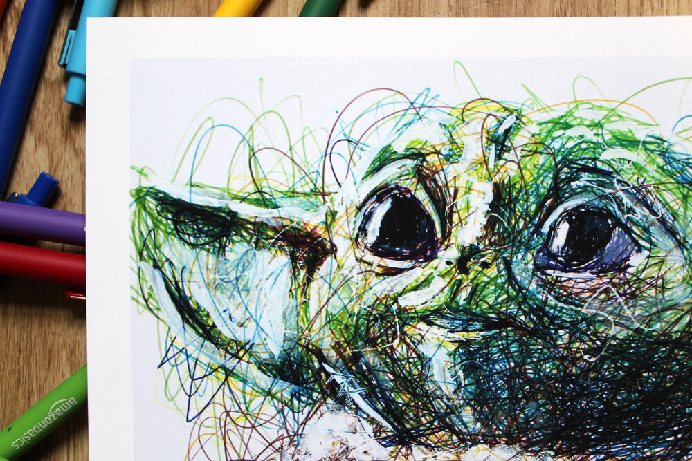 Baby Yoda Ballpoint Pen Scribble Art Print-Cody James by Cody