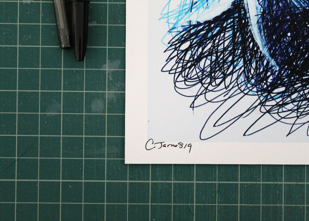 Batman Ballpoint Pen Scribble Art Print-Cody James by Cody