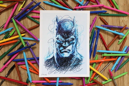 Batman Ballpoint Pen Scribble Art Print-Cody James by Cody
