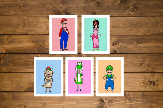 Bobs Burgers / Super Mario Mash Up Art Print Set-Cody James by Cody