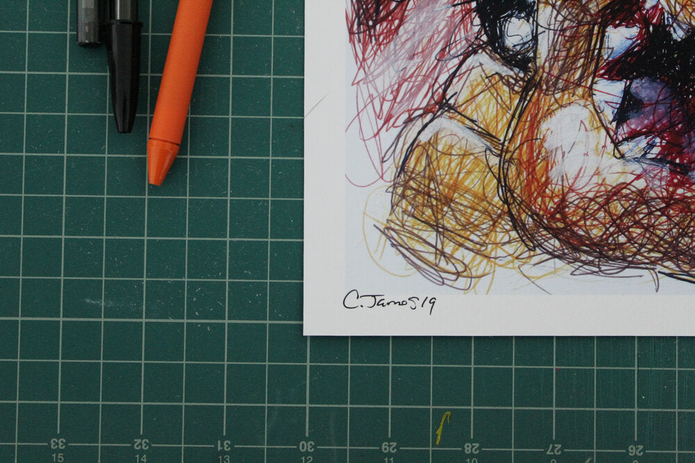 Bowser Ballpoint Pen Scribble Art Print-Cody James by Cody