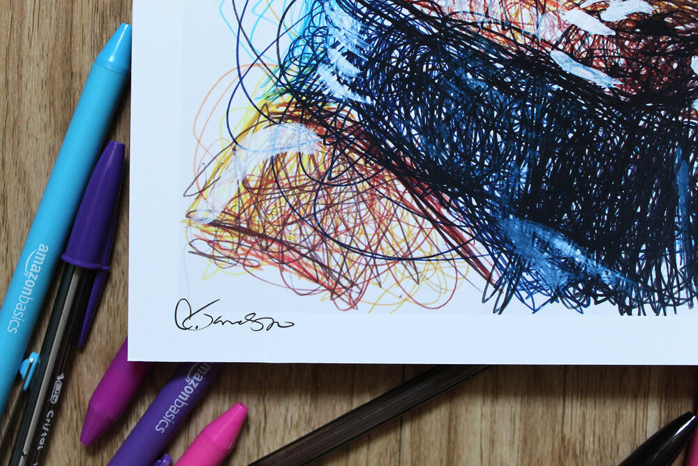 Captain America Color Ballpoint Pen Scribble Art Print-Cody James by Cody