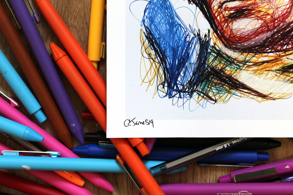 Captain Falcon Ballpoint Pen Scribble Art Print-Cody James by Cody