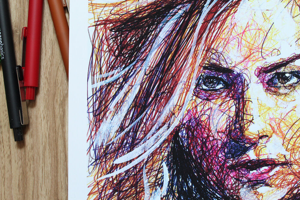 Scribble Color Pen Portraits  Ink pen art, Pen art drawings, Ballpoint pen  art