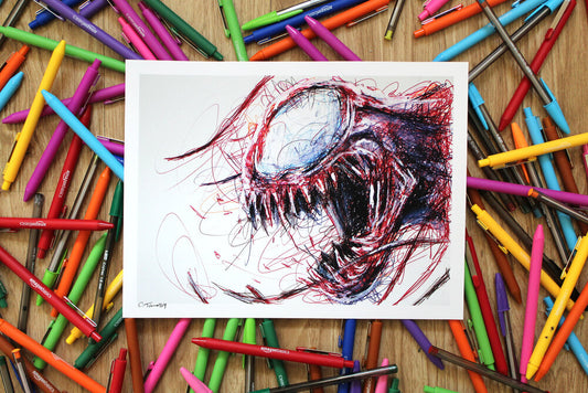 Carnage Ballpoint Pen Scribble Art Print-Cody James by Cody